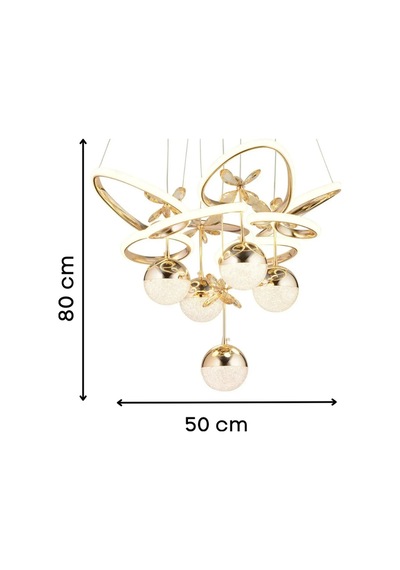 Kelebek Modern 5li Gold Avize Yatak Odası - Hol - Salon SARI