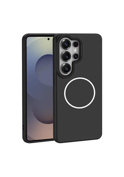 Maks Technology Galaxy Uyumlu S26 Ultra Kılıf M-safe Şarj Özellikli Metal Kamera Çerçeveli Mkst Sanremo Silikon Kapak - Siy Siyah