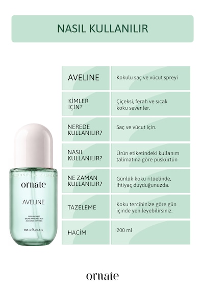 Aveline Beyaz Çiçek, Narenciye, Amber Ve Vanilya Notalı Kokulu Saç Ve Vücut Spreyi Body Mist 200 Ml
