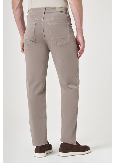 İmza Bej 5 Cep Gabardin Slim Fit Pamuklu Denim Jean Kot Pantolon 1003260317 Açık Bej