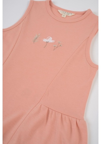 Bambu Çiçek Nakışlı Çocuk Bluz Pembe