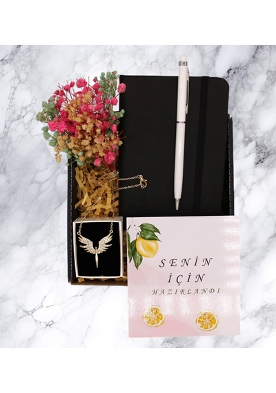 Hediye Kutusu - Defter & Kalem & Kolye