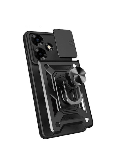 İnfinix Hot 30 İle Uyumlu Kılıf Magnetik Standlı Kamera Korumalı Sürgülü Kapak