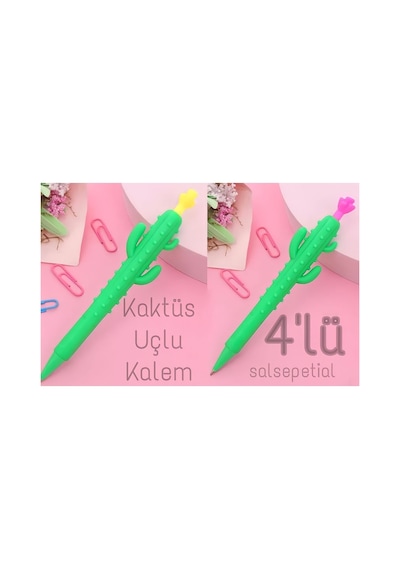 4'lü Kaktüs 0.7 Uçlu Kalem Seti Versatil Kalem Yeşil