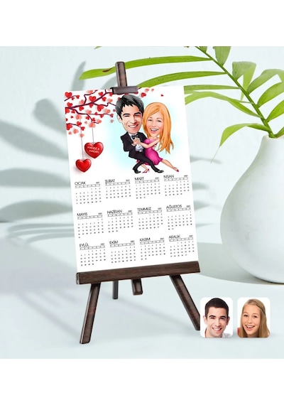 Bk Gift Kişiye Özel 15x21 Cm Fotoğraf Kartlı Sevgililer Karikatürlü Şövaleli 2023 Takvim -13