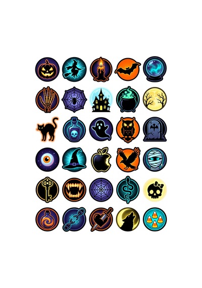 Cadılar Bayramı Gotik Neon Sticker Seti 150 Adet - 5'li Mega Paket - Laptop Defter Ajanda Etiketi Çok Renkli