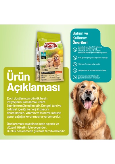 Kuzu Etli Yetişkin Köpek Maması 15 Kg - 2 Adet
