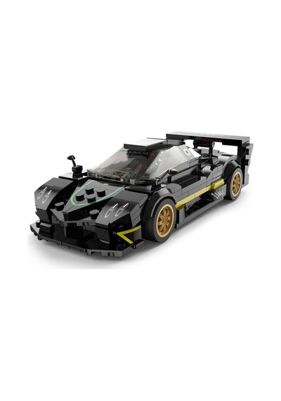 Pagani Zonda R Siyah Yapı Blokları Oyuncak Araba 387 Parça 1/28 Metalik Siyah Maket Seti