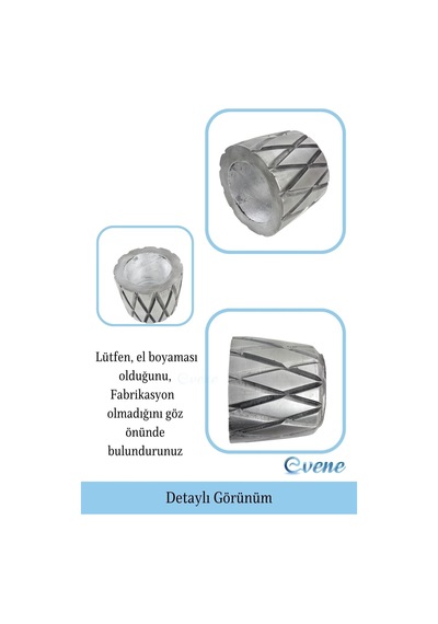 Saksı Çiçek Kaktüs Saksısı Lüx 11 Cm Altın Eskitme Varak Boyalı Baklava Desen Saksı Çiçeklik - Gümüş Eskitme