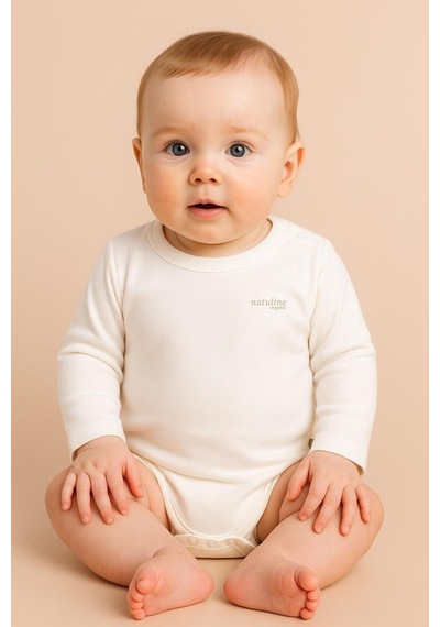 Natuline Bebek Body Organik Pamuk Uzun Kol Basic Nature Zıbın 4'lü Paket Beyaz
