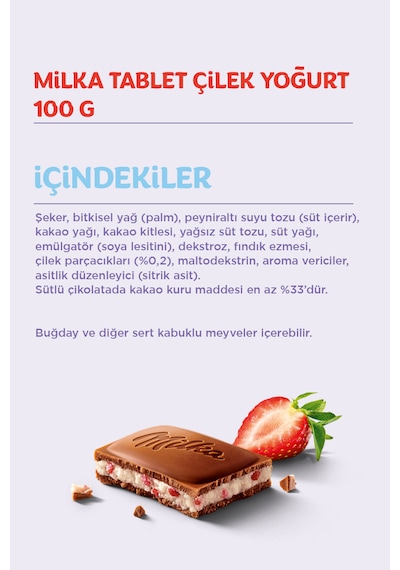 Milka Çilekli Yoğurtlu Tablet Çikolata 6 x 100 G