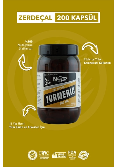 Sepe Natural Nop Zerdeçal Turmeric Full Potency 200 Kapsül x 880 MG