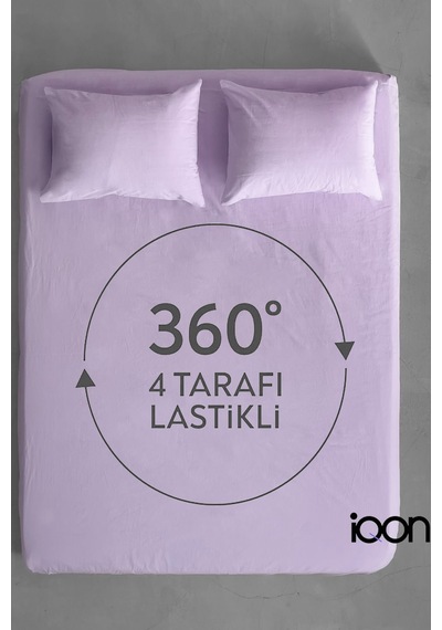 İqon Ranforce Dokuma Lastikli Çarşaf Takımı Çift Kişilik - 21 Renk Lila