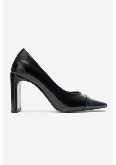 Luvi Shoes Bans Lacivert Siyah Kadın Topuklu Ayakkabı