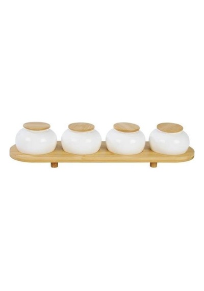 Simple 4'lü Baharat Seti Standlı B5838 Beyaz