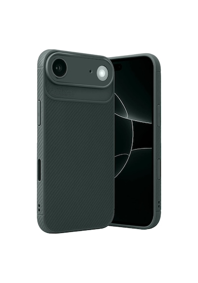 Apple Uyumlu iPhone 17 Air Kılıf Focus Carbon Silikon Kapak Koyu Yeşil