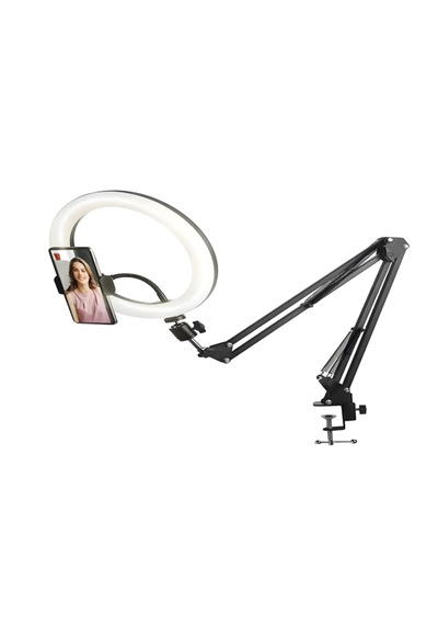 Smaylıng Masa Tipi 10 İnç Ring Light Halka Işık + Kelepçeli Kol Ayak + Telefon Tutucu 3 Mod 10 Kademe Led Işık