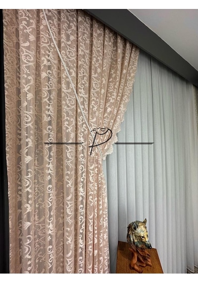 Fon Perde Tül Fon Somon Renk 90 270 1 Takım 2 Adet Sık Pileli 001