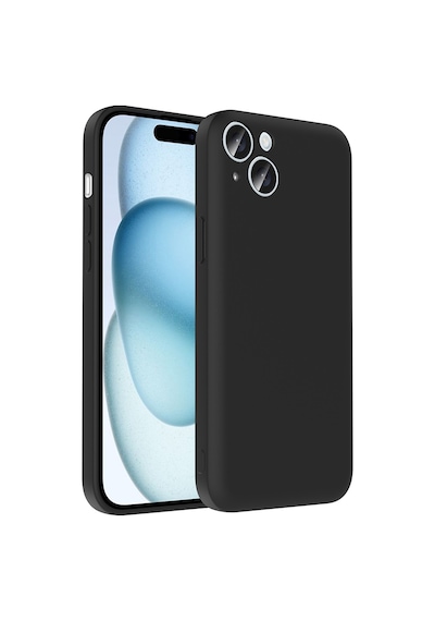 Apple Uyumlu iPhone 15 Plus Kılıf Kamera Korumalı Kartlık Hazneli Zore Vitra Kapak Siyah