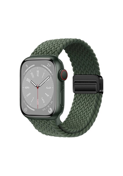 Watch 10 42mm Mkst Krd-134 Örgü Tasarımlı Hasır Kordon Strap Kayış - Koyu Yeşil