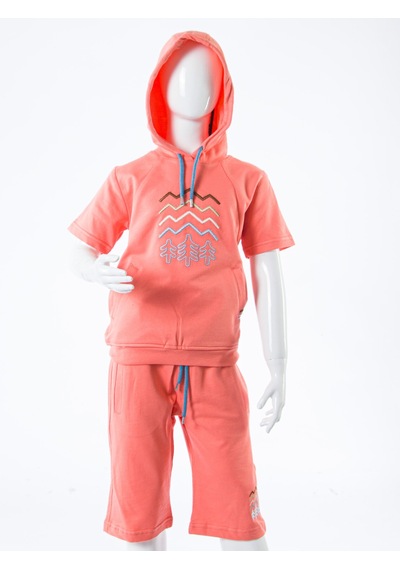 Xo Kids Erkek Çocuk Yazlık 2li Alt Üst Takım Tişort + Şort 8-14 Yaş 4222 Coral