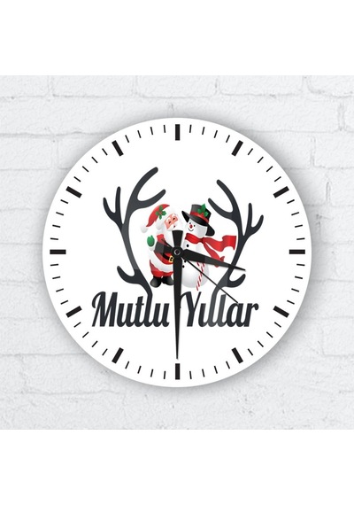 Kişiye Özel Cam Duvar Saati (Yılbaşı Temalı-13)