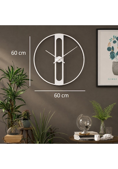 Dekoratif Beyaz 60 Cm İskelet Duvar Saati