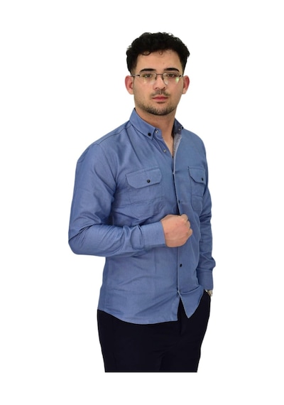 Erkek Spor Likralı Gömlek Bgl-st04343 İndigo