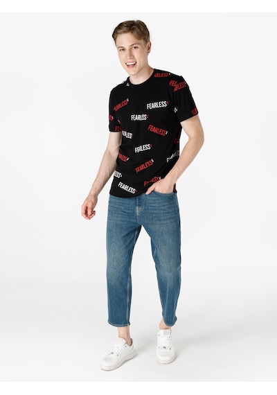 Colin's Colins Regular Fit Bisiklet Yaka Baskılı Siyah Erkek Kısa Kol Tişört Cl1064700 Siyah