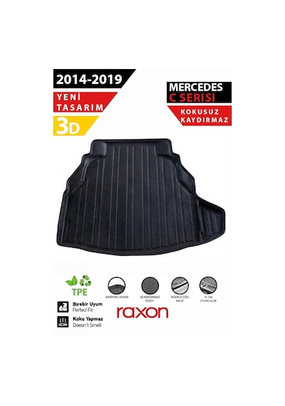 Mercedes W205 2014 2019 Plastic Set Uyumlu 3d Bagaj Havuzu Su Geçirmez, Kaymaz, Yüksek Kenarlı