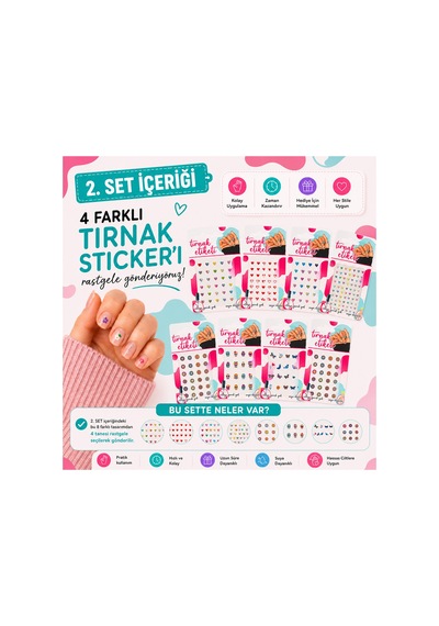 4'lü Karışık Tırnak Sticker Seti - Kendinden Yapışkanlı Suya Dayanıklı Nail Art 12li Karışık - 896613087