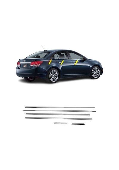 Chevrolet Cruze Sedan Krom Cam Çıtası 6 Parça P.Çelik 2009 Üzeri