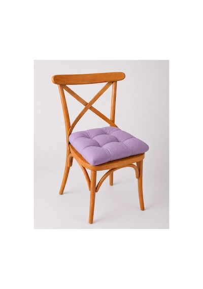 Pofidik Sandalye Minderi Özel Dikişli Bağcıklı 40x40 Cm 1 Adet Mor Mor