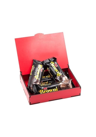 Sevdiklerinize Özel Kırmızı Ahşap Hediye Kutusunda 4 Adet Browni (549301639)