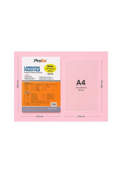 Orjünal Laminasyon Filmi Okul Eğitim İş Vb Alanlarda Kullanılır Parlak A4 125mic 1 Paket 50 Lü 303 X 216 Cm