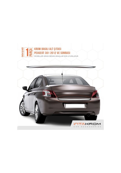 Peugeot 301 Formlu Krom Bagaj Alt Çıta Paslanmaz Çelik 2012 Ve Üz