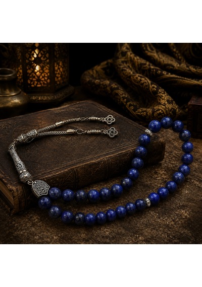 Lapis Lazuli Doğal Taş Tesbih 33 Lü 8 Mm Özel Kesim Mavi Tesbih