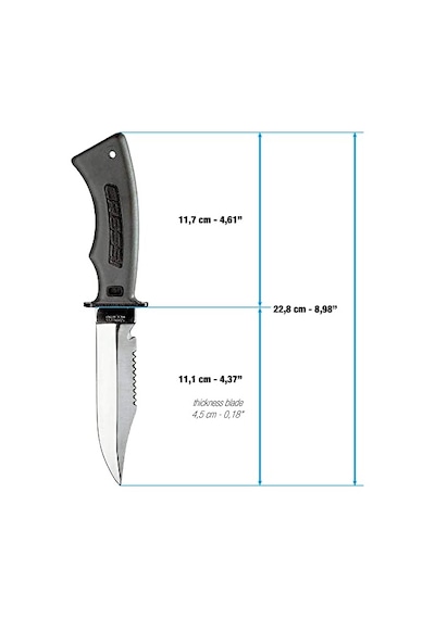 Cressi Norge Bıçak Kılıf Ve Bağlantı Aparatları İle Tam Takım Halinde Bıçak Siyah 228 Mm