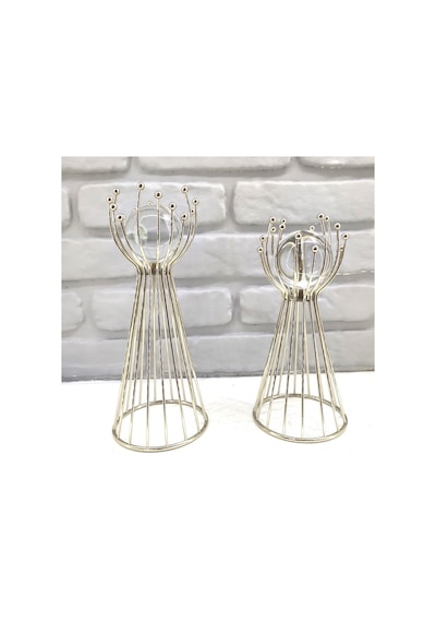 Gümüş Kaplama Metal 2'li Set Salon Olimpiyat Model Dekor 1 Takım