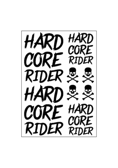 A4 Sticker 122 Tek Paket Çoklu Sticker Hard Core Rider Siyah Standart