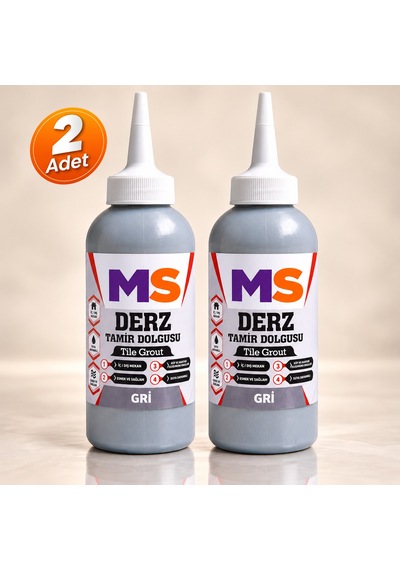 2 Adet Gri Renk Hazır Derz Arası Tamir Dolgusu 220 Gr Fayans Seramik Yenileyici Yenileme Dolgu