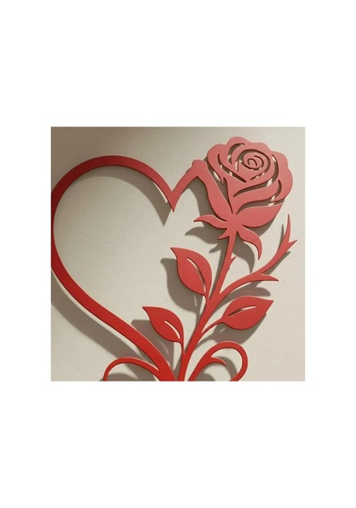 Aşkın Baharı: Güllü Kalp Metal Duvar Tablosu - Metal Duvar Sanatı - Yosun Yeşili - 30 X 30 Cm Yeşil
