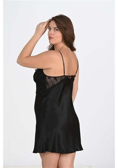 Modenya Premium Büyük Beden Saten Dantel İşlemeli Siyah 2'li Gecelik Sabahlık Takımı Bigsize 2xl Modenya Premium Büyük Beden Saten Dantel İşlemeli Siyah 2'li Gecelik Sabahlık Takımı Bigsize 2xl