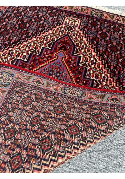 El Dokuma İran Halısı 73x103 Bordo Mavi Kök Boya Halı Bordo