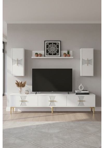 Tvr1832bg Slim Tv Ünitesi Takımı Beyaz-gold 180cm