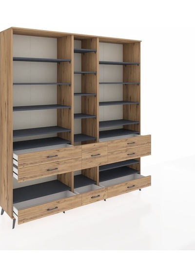 Hyperion Dolap 19 Raflı 8 Çekmeceli 220x44x243 Çam-antrasit/çam Antrasıt/atlas Çam Hyperion Dolap 19 Raflı 8 Çekmeceli 220x44x243 Çam-antrasit/çam Antrasıt/atlas Çam