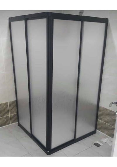 Nokta Duşakabin 110 x 110 Teknesiz Mika Duşakabin Siyah Profil Şeffaf
