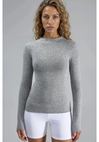 Hiccup Busem Uzun Kollu Slim Fit Bluz Açık Gri