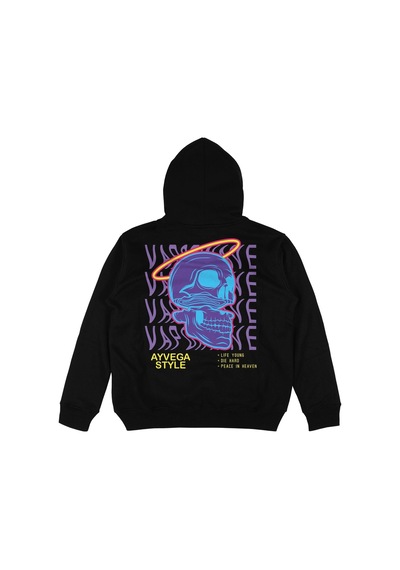 Tarzsokak Vapoawave Siyah Oversize Unisex Kapüşonlu Sweatshirt Hoodie