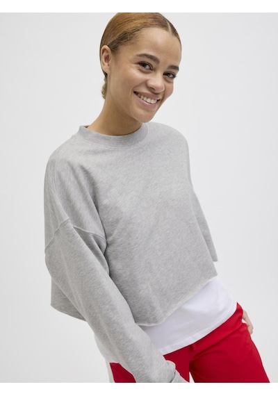 Jack & Jones Kadin Bisiklet Yaka Sweatshirt - Caia - 12253287 Light Grey Melange